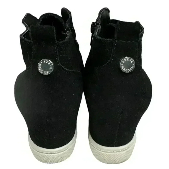 Steve Madden Wavery Sneaker Booties Black Suede Wedge Heel Zip Up Size 7 - Picture 4 of 9